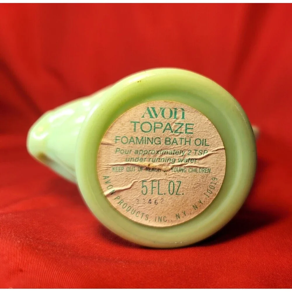 Avon Mint Jadeite Koi Fish Topaz Foaming Bath Oil w/ Plastic Green Tail